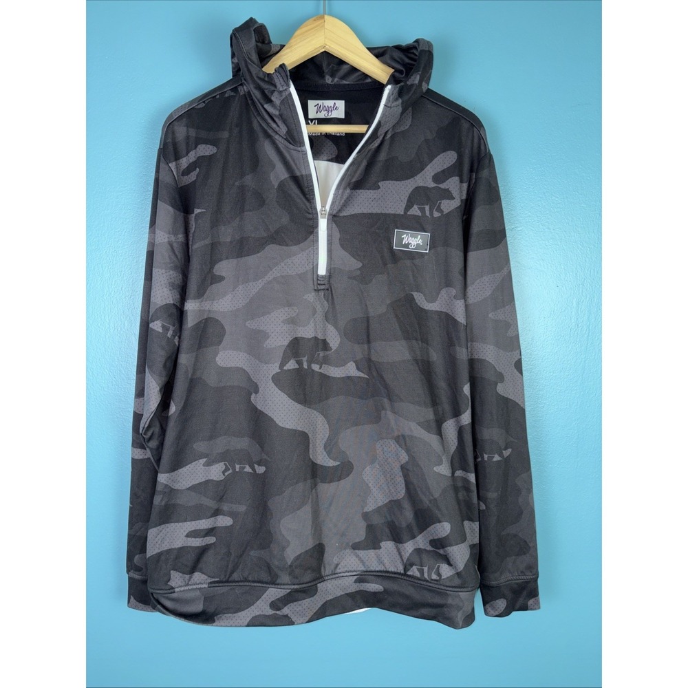 Waggle Black Bear Camo Hoodie Golf Size XL Long Sleeve Hooded